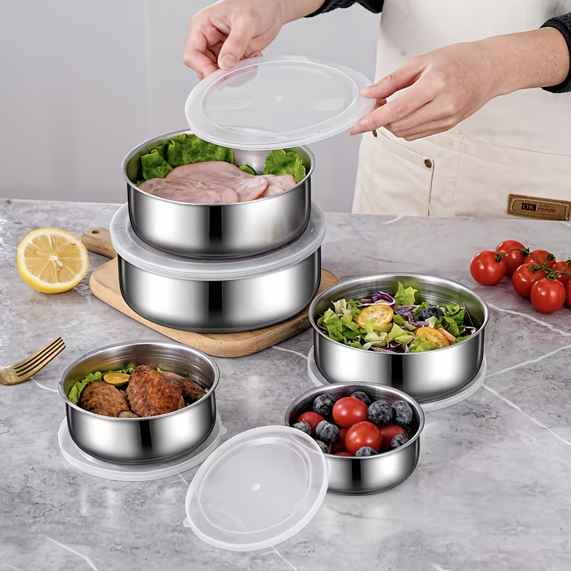 Commercial Kitchen Dishwasher - 5-Piece Stainless Steel Food Containers Set