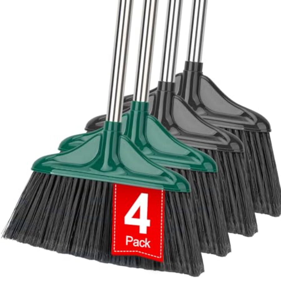 Commercial Kitchen Broom - 4 PCS Heavy Duty Broom Outdoor/Indoor