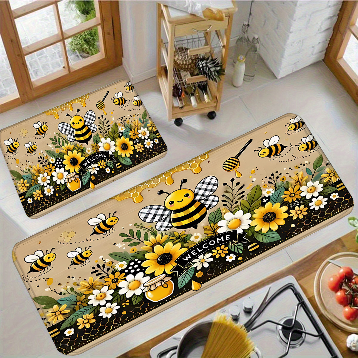 Bee Flower Kitchen Long Carpet - مراجعة Commercial Kitchen Floor وسعره