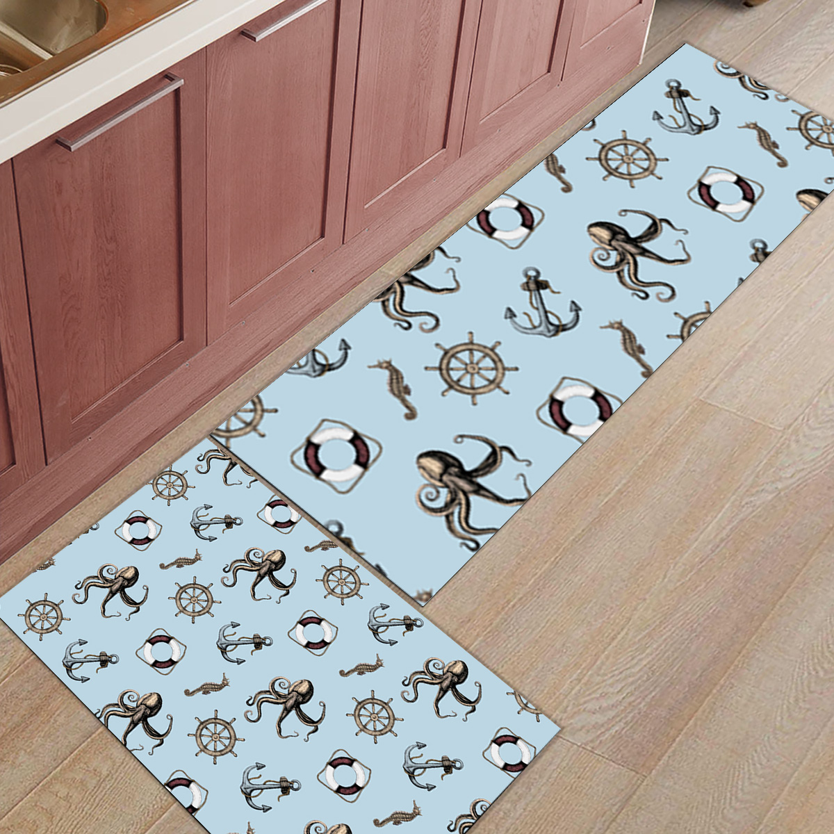 Dark Blue Stripes Anchor Carpe - مراجعة Commercial Kitchen Floor وسعره