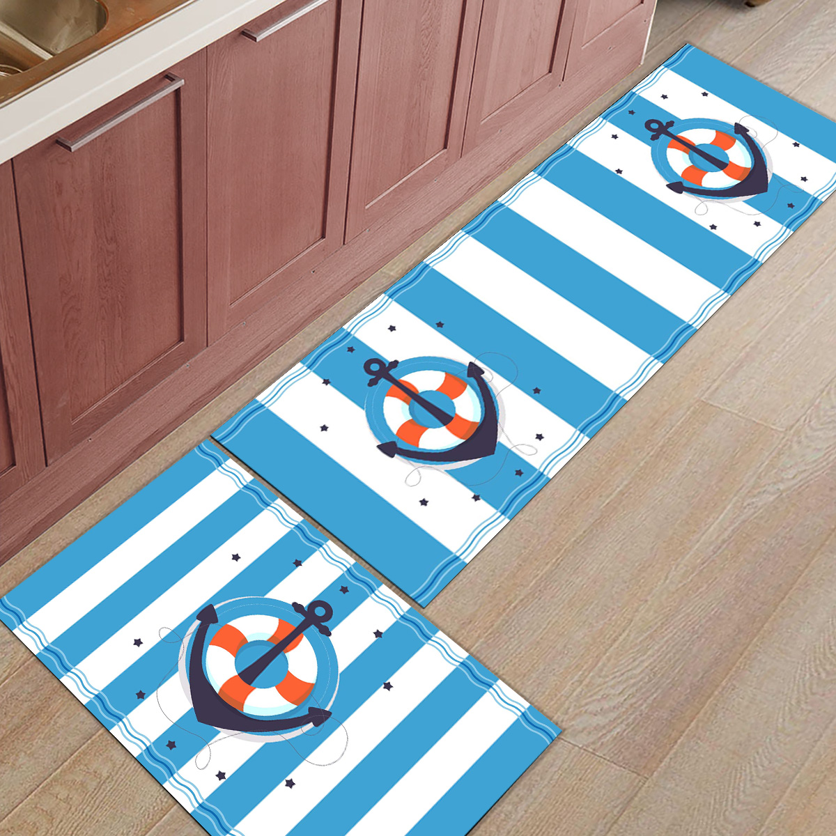 Dark Blue Stripes Anchor Carpe - مراجعة Commercial Kitchen Floor وسعره