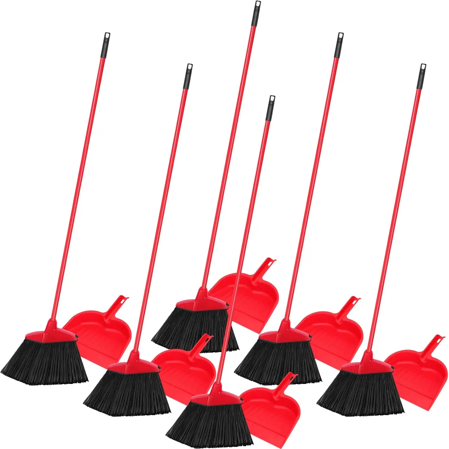 Red 6 Piece Broom Dustpan Set  - مراجعة Commercial Kitchen Broom وسعره