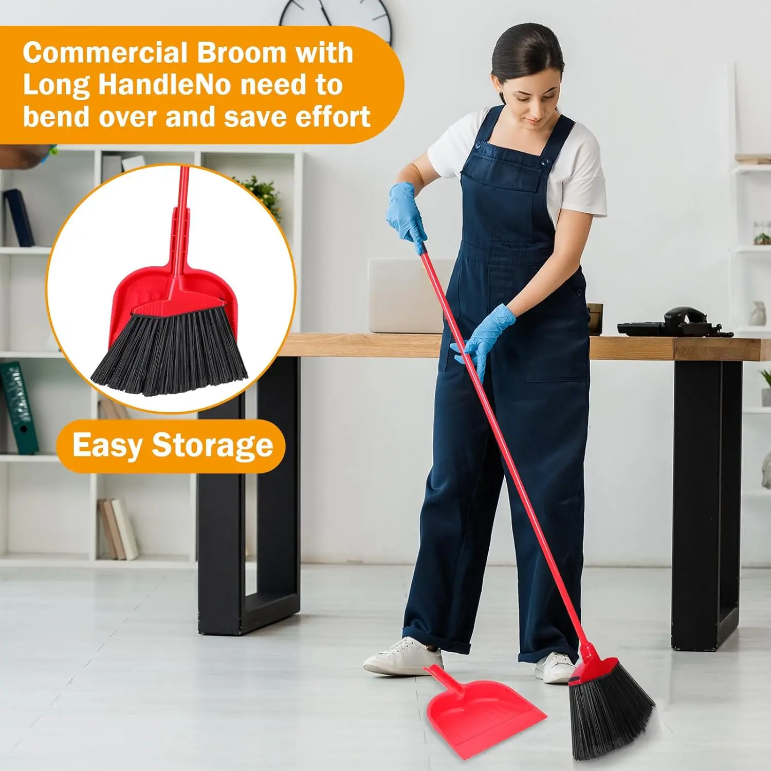 Red 6 Piece Broom Dustpan Set  - مراجعة Commercial Kitchen Broom وسعره