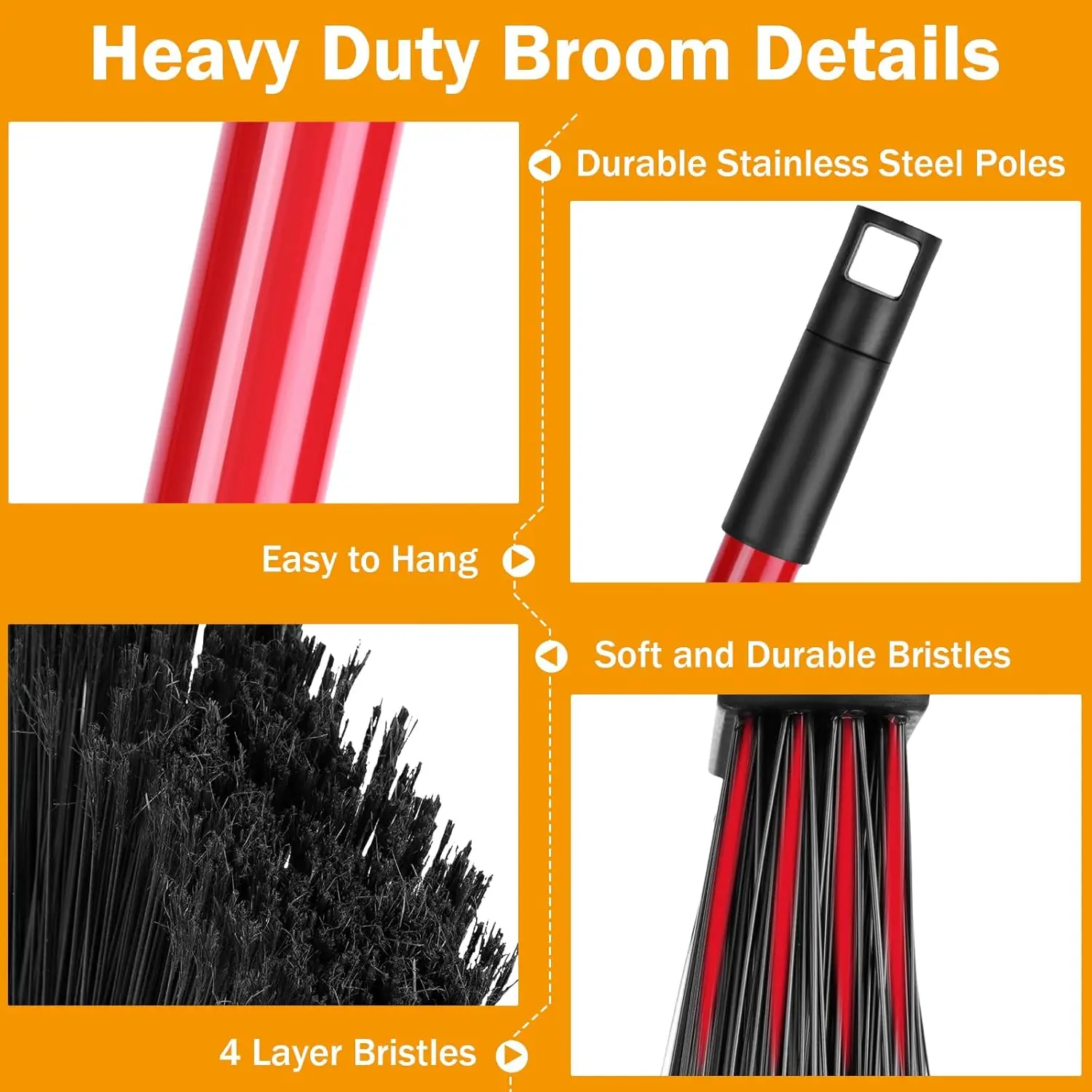 Red 6 Piece Broom Dustpan Set  - مراجعة Commercial Kitchen Broom وسعره
